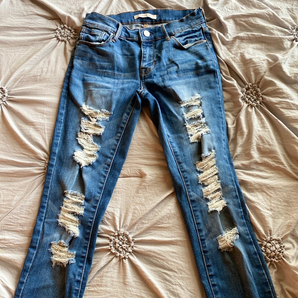 blue distressed jeans